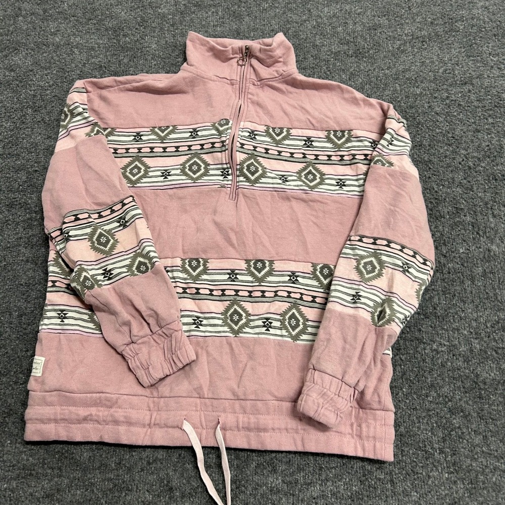 Simply Southern Pullover Womens Size M Pink Southwestern Quarter Zip Sweatshirt